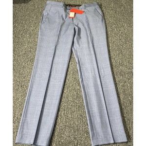 Hugo Boss 36R Pants Trousers Regular Fit Blue Plaid Simmons 182 $195 NWDefects